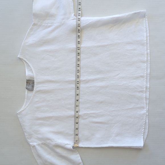 Chalet Linen Dropped Shoulder Pullover Blouse MEDIUM White - Picture 8 of 10